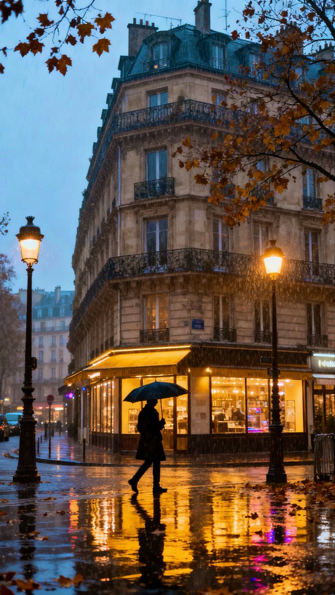 MoodRain2025's tweet image. Parisian rainy night, autumn rain casts a soft glow over the streets. What romantic moment have you had in the rain? 🌧️🍂
#RainyDays #CityVibes #AutumnMood #FranceTravel #FallTrends2025