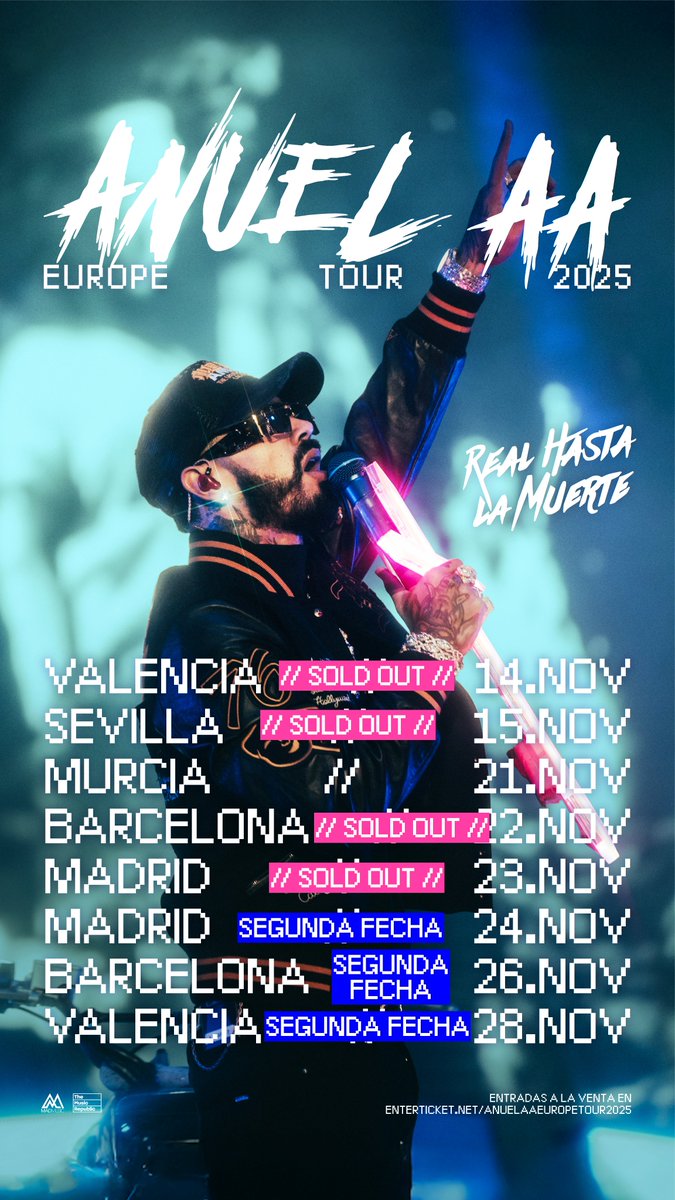 ¡La gira de Anuel AA está por comenzar! 🔥 Últimas entradas disponibles en nuestra web enterticket.es  ¿Dónde te vemos?

🎟️Entradas aquí: enterticket.es/paginas/anuel-…