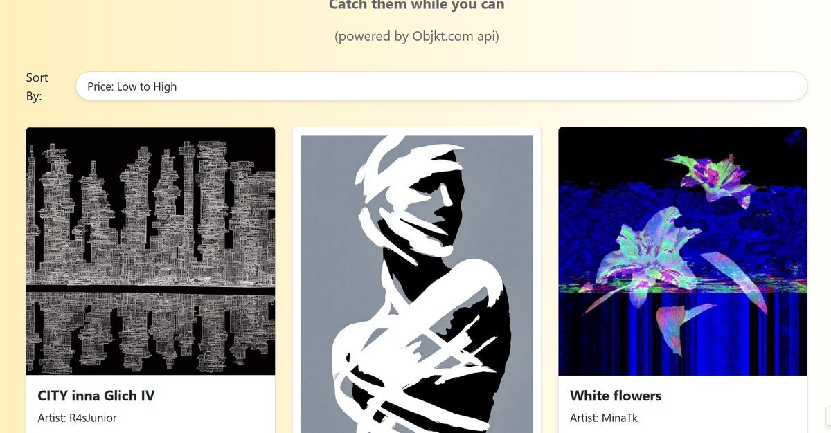 Cheer yourselves up before the weekend.

No funds? No problem!

Go to opensauce.space and collect some great art you may never have otherwise seen for 0 Tez, just pay the tiny gas fee.

Bulk out your collection and make someone feel seen.

And have a great day and