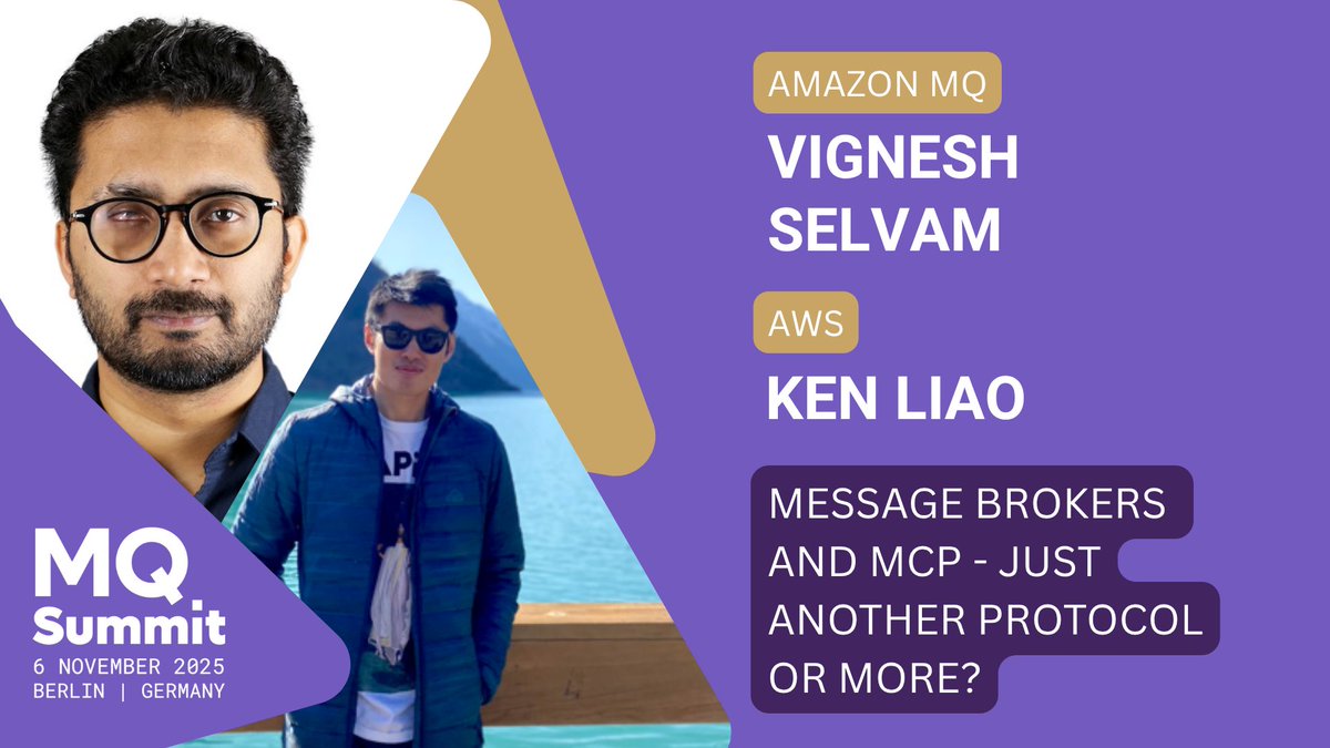 🤖 Building AI agents that work with RabbitMQ &amp; ActiveMQ?
Ken Liao &amp; Vignesh Selvam (AWS) are diving into Model Context Protocol (MCP) - the new standard for integrating AI with message brokers
mqsummit.com/talks/message_…