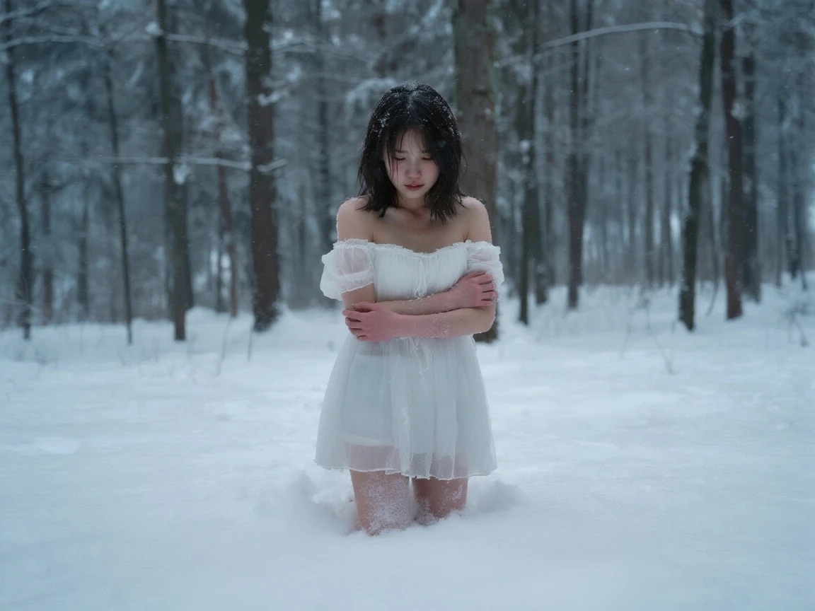 snowmachine222's tweet photo. 🧊氷のような風が吹きつけて、真っ白な雪に包まれて、彼女の体はもうほとんど動かない❄️

#雪責め #寒冷フェチ #coldfetish #雪景写真 #反季节写真 #美丽冻人 #AIart #雪撮 https://t.co/wowtOjzxBN