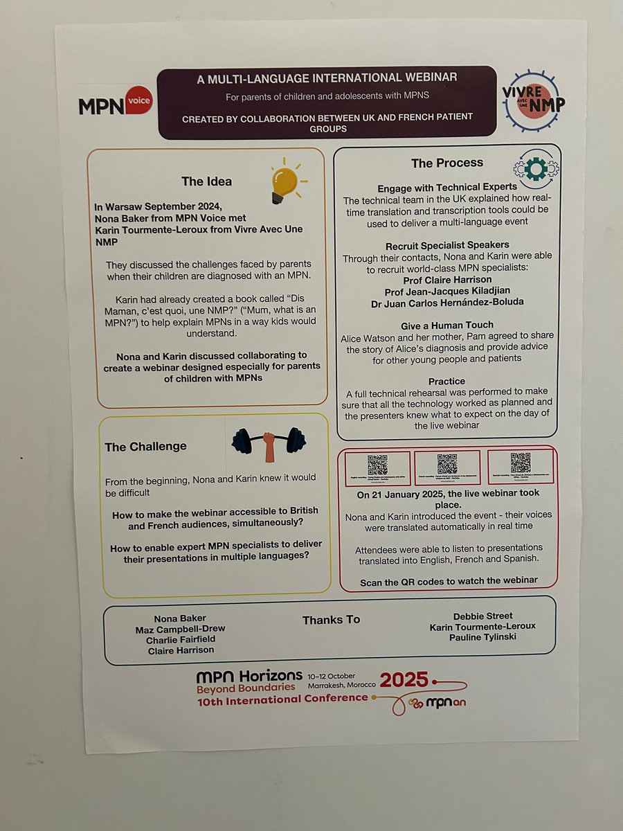 🩸 À #Marrakech, lors du congrès annuel du <a href="/GMPNAN/">MPNAdvocatesNetwork</a>, Philippe, représentant de l’association Vivre avec une NMP, a eu l’honneur de co-présenter un poster avec nos homologues anglais de <a href="/MPNVoice/">MPN Voice</a> !

Merci au MPN Advocates Network pour cette belle opportunité d’échanger, d’apprendre