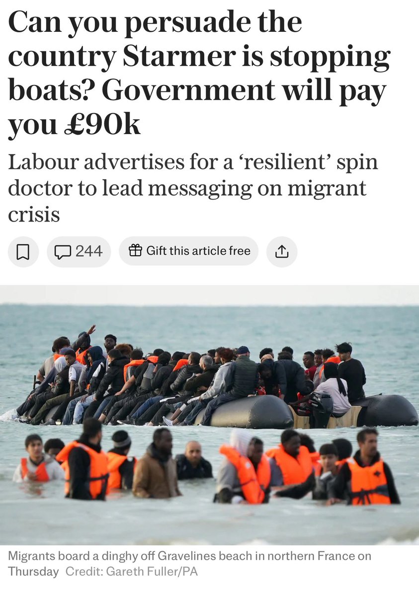 Steve_Laws_'s tweet image. This encapsulates British politics in a nutshell; paying people to lie to us

“The Home Office is offering a communications expert up to £91,000 a year to help convince the public that Labour is tackling the small boats crisis”