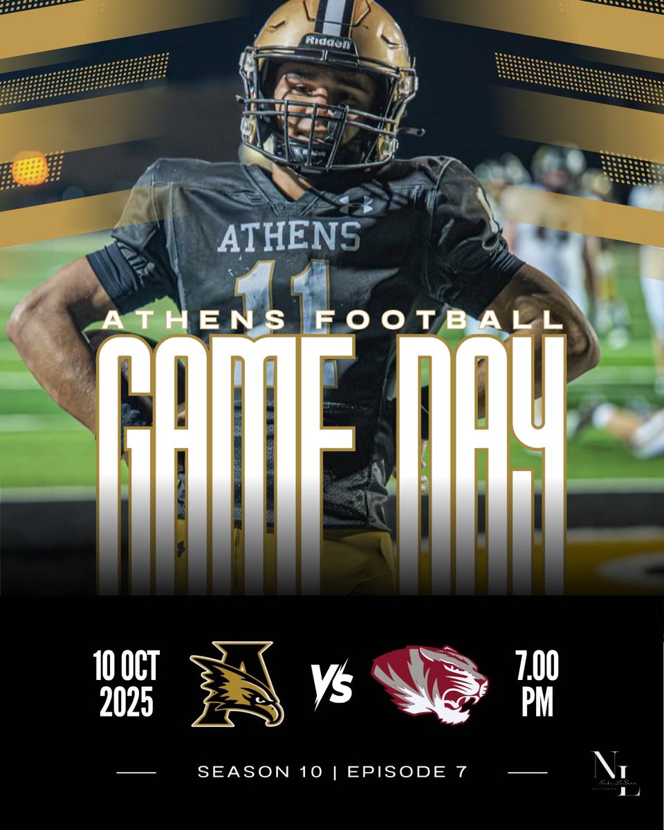 RecruitAthens's tweet image. 🔥 BATTLE OF I-65 🔥

Rivalry renewed. Pride on the line… Our Town vs Your Town

Athens Golden Eagles
vs Hartselle Tigers
📍 Athens Stadium @ Larry McCoy Field 
🕖 7:00 PM
📅 October 10, 2025

#TPW | #BattleOfI65 | #PlayFAST | #AthensFootball