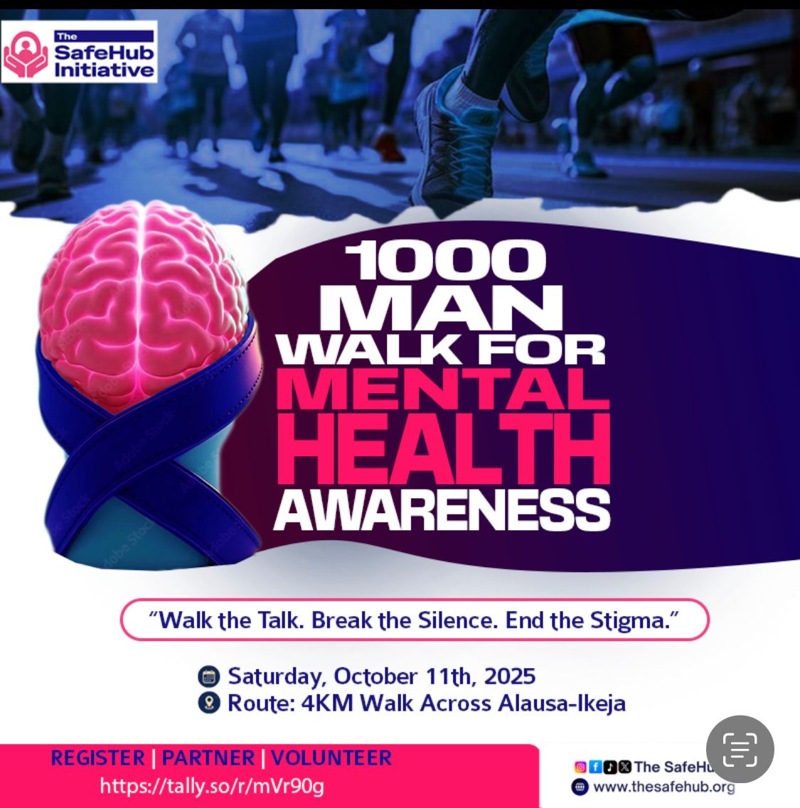 jaycherish18's tweet image. Hi guys,
We are creating awareness on mental health and urging everyone to join us on our 1000 ma walk tomorrow. You can sign up via the link - tally.so/r/mVr90g