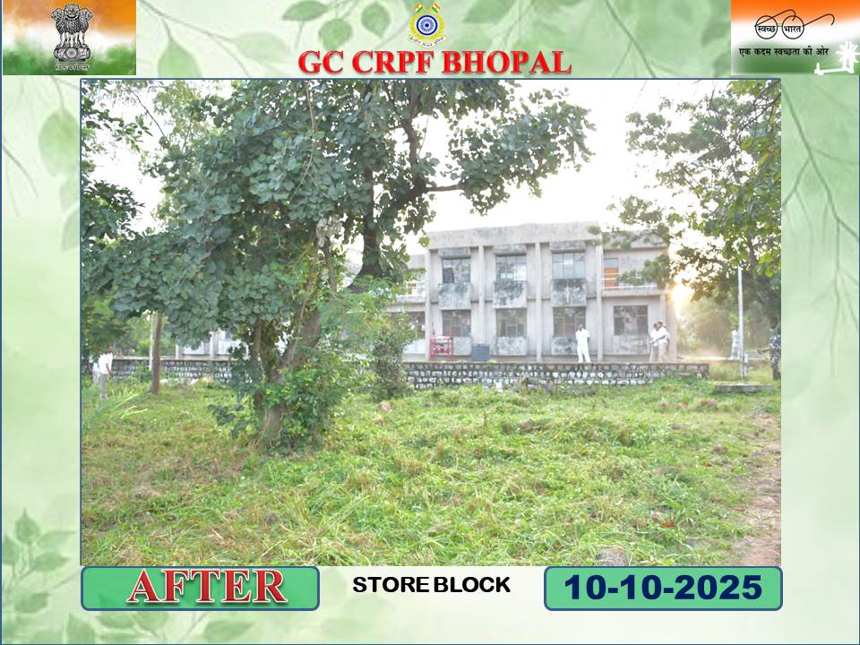 Under the auspices of #SpecialCampaign5.0, a dedicated cleanliness drive was carried out at Store Block with precision and discipline. With collective effort, we have fortified the cleanliness of our surroundings.
<a href="/crpfindia/">🇮🇳CRPF🇮🇳</a>
<a href="/HMOIndia/">गृहमंत्री कार्यालय, HMO India</a>
<a href="/PIBHomeAffairs/">PIB - Ministry of Home Affairs</a>
<a href="/PMOIndia/">PMO India</a>
<a href="/DARPG_GoI/">DARPG 🇮🇳</a>