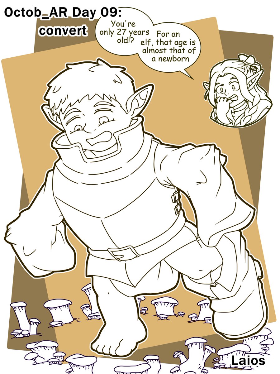 Ywg0o's tweet image. #Octob_AR day 9: convert! Laios enters the Changeling mushroom circle and is race-swapped to an elf! ✨
But there's a small problem… at just 27 years old, he's now considered a newborn among the elves. 👶🌿
#diaper #regression #ageregression #diaperart