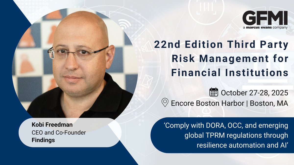 We’re excited to share that Kobi Freedman, CEO of Findings, will be speaking at the upcoming Third-Party Risk Management for Financial Institutions event by <a href="/marcusevans/">Marcus Evans Group</a> on October 27 at 11:00 AM.

See event details here: lnkd.in/dtpv44de
