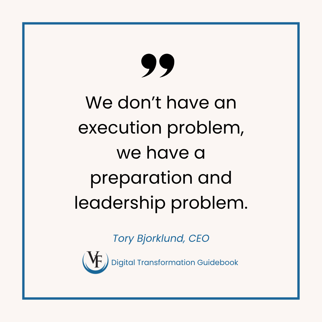 ⁉️Executing Digital Transformation (DX) is easy!

We have all seen the statistics. The odds for DX failure are astronomical. Depending on who you believe, the probability of failure is somewhere between 70% and 90%. 

Because of these statistics, many people think executing major