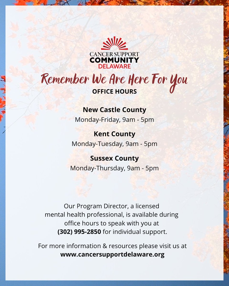 CancerSupportDE's tweet image. Here is what&apos;s coming up next week at #CSCDE!

Join us Thursday at 5:30pm on Zoom for Navigating Life After Breast Cancer, an evening of open conversation about common concerns during breast cancer survivorship. Register at: form.jotform.com/231275348163153.

#CSCDE #CancerSupport…