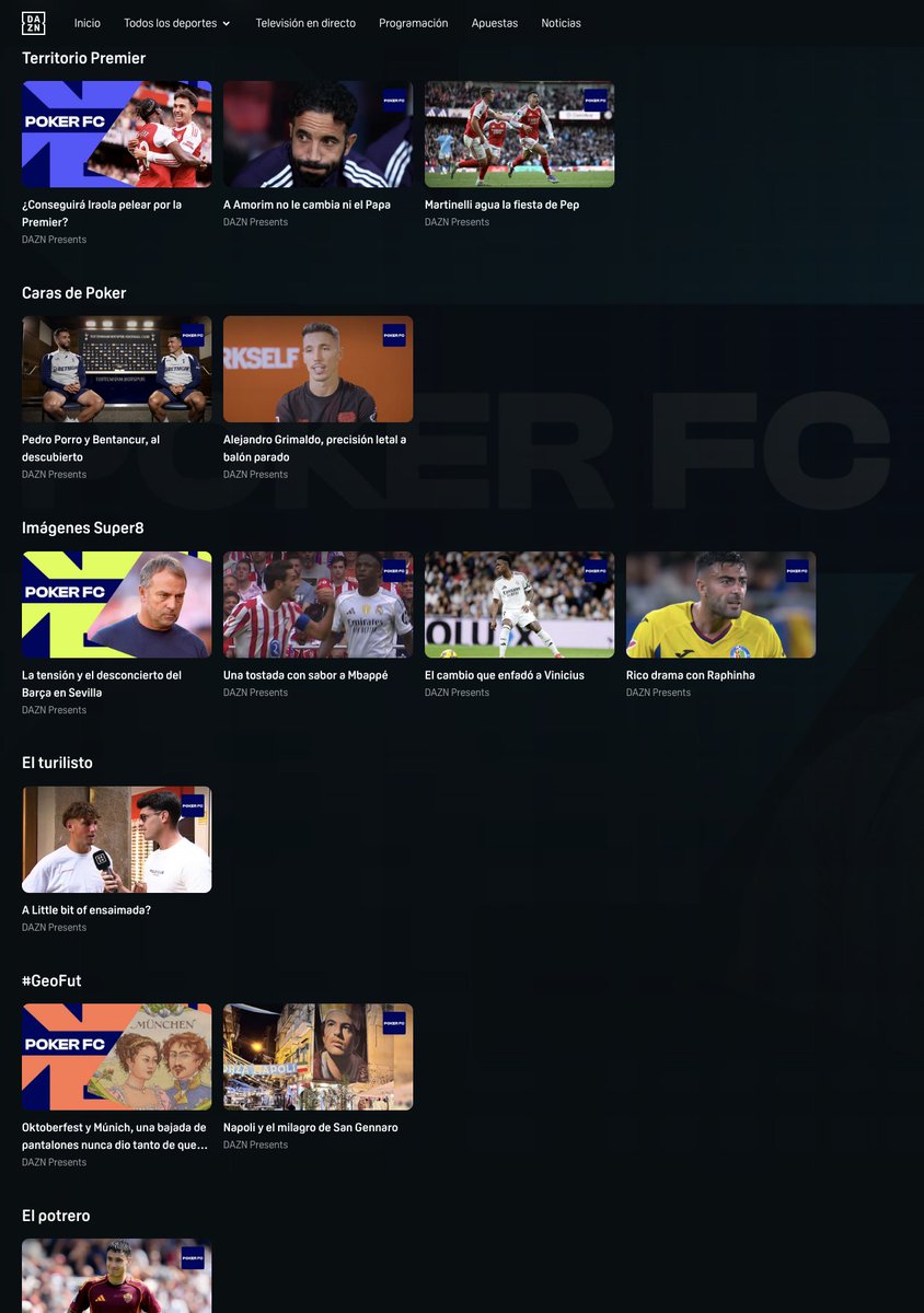 DavidFerTV's tweet photo. ⚽️♠️ Ya está bien armada la página de #PokerFC en la web y la plataforma de @DAZN_ES. Ahí tenéis GRATIS los programas completos y las secciones exprés, cortaditas 👉👉 https://t.co/oxioNAzT9F

📅 El show vuelve el lunes 20 tras el Alavés-Valencia. https://t.co/WftDagCDz1