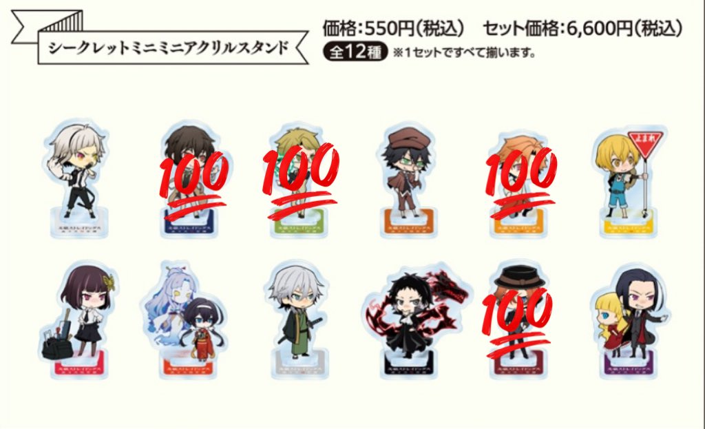 【交換 讓渡】文豪ストレイドッグス 文スト 文マヨ シークレットミニミニアクリルスタンド

▷譲 なかじま ☆えどがわ みやざわ よさの いずみ ふくざわ ☆あくたがわ もり えりす

▶求 だざいor定価(550/個)

☆讓渡は無印よりお迎えください。
条件のいい方優先とさせていただきます。