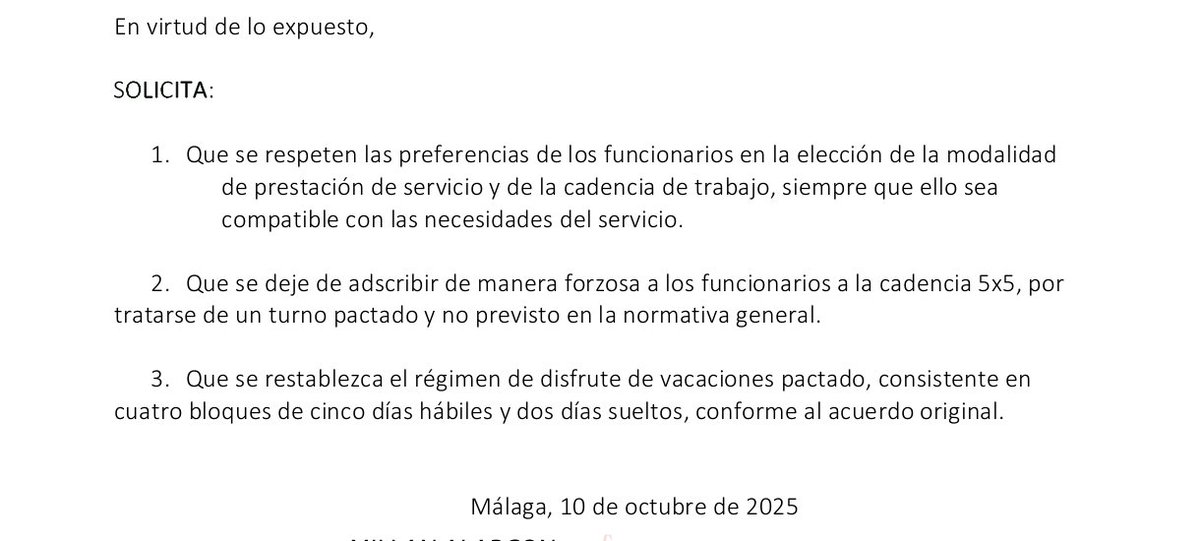🚨 Desde la <a href="/cep_cepolicia/">CEP</a> exigimos la anulación de la adscripción obligatoria al turno 5x5 en el Aeropuerto de Málaga
👉Debe ser voluntario,como se pactó y dice la norma
📅También pedimos respetar el régimen de vacaciones acordado
Basta seguir maltratando a <a href="/policia/">Policía Nacional</a>
<a href="/interiorgob/">Ministerio del Interior</a>