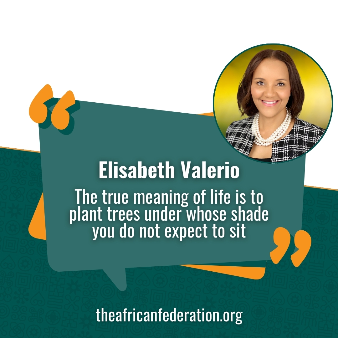 tafchapters's tweet image. Elisabeth Valerio, TAF CEO guides us to realise our true purpose which lies in building a future that others will inherit - planting trees whose shade we may never sit under, but from which generations of Africans will thrive in the spirit of #Ubuntu. #NoMore