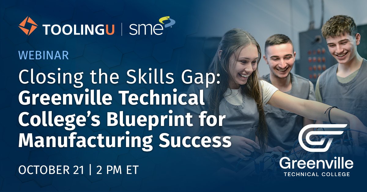 ToolingU's tweet image. Greenville Technical College’s Advanced Manufacturing, Transportation, and Technology programs model how education, industry, and community can come together to strengthen the manufacturing workforce. Save your spot to learn more: brnw.ch/21wWvM3