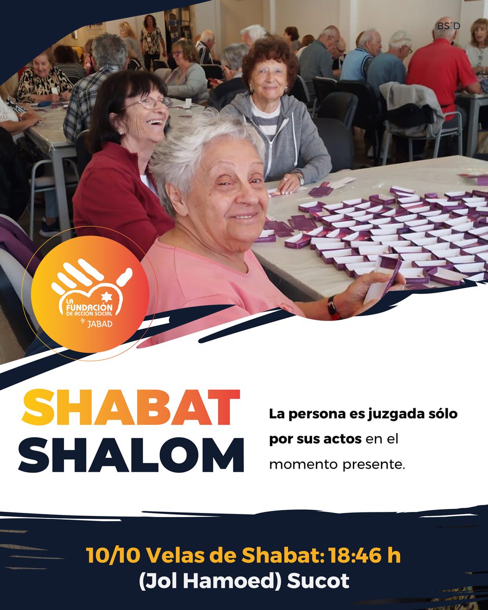 ¡Shabat Shalom!

🕯️ Horarios de Shabat
 👉 Encendido de velas: viernes 18:46 h
 👉 Fin de Shabat: sábado 19:43 h

#ShabatShalom