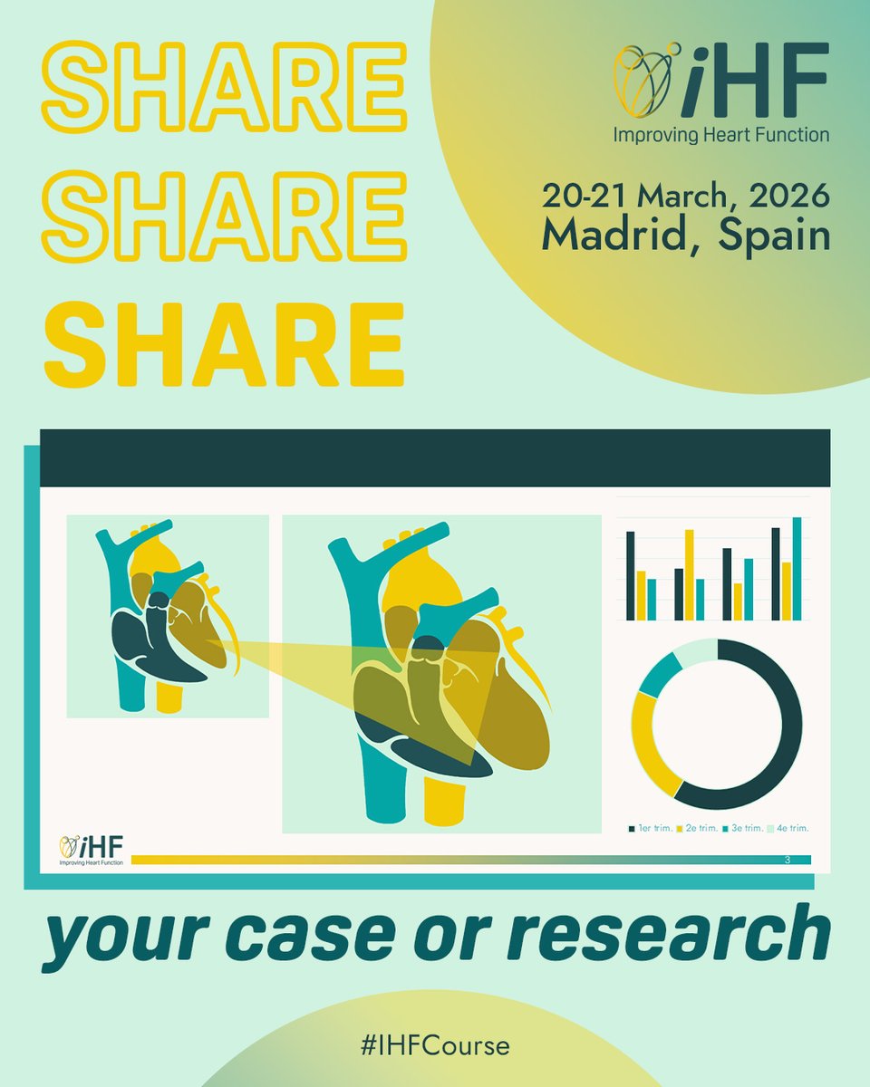 iheartfunction's tweet image. 🌍 The iHF Annual Course 2026 Call for Submissions is open! Share your clinical cases or research with the international heart failure community! 
➡️ Submit your work now and be part of the conversation: brnw.ch/21wWvMo