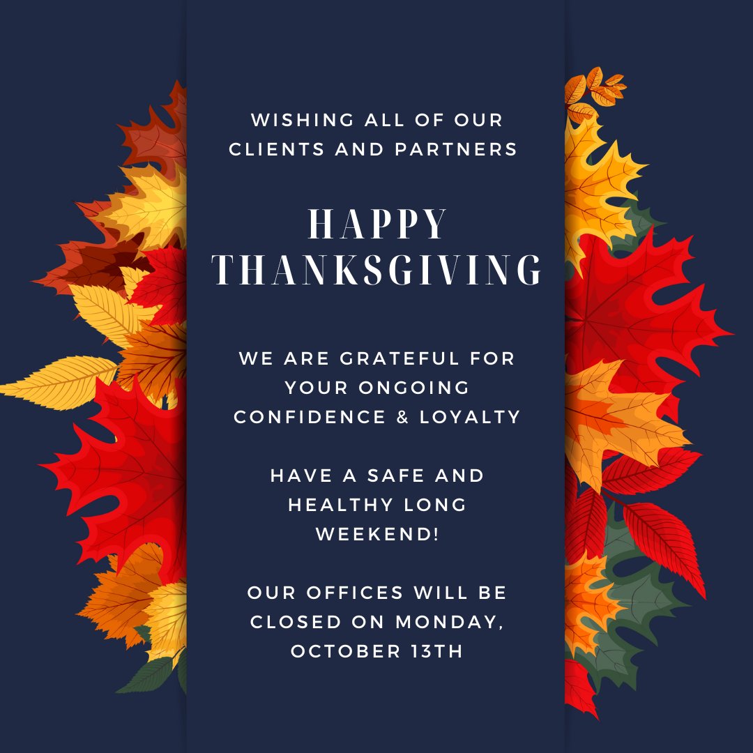 GreenFlowFIN's tweet image. Thank you to all our valued clients and partners for your ongoing confidence and loyalty. We are deeply thankful and extend our best wishes for a happy and healthy Thanksgiving. Our offices will be closed on Monday and will re-open on Tuesday, October 14th.