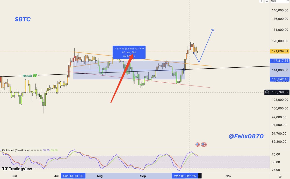 📊【Chart Analysis Channel】 $BTC
This pullback is exactly what I wanted to see.

It will make BTC’s price movement much healthier.
Here’s my script:

BTC will test and break through the resistance level.
The price range is between 116k-117k.

A retest after the breakout—this is