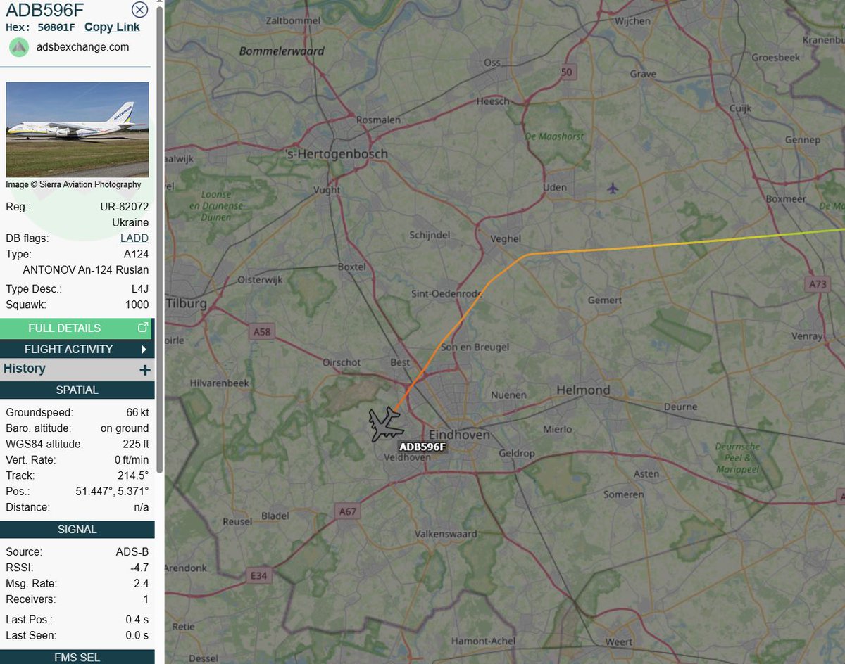 🇺🇦 Antonov Airlines  An-124 UR-82072 as flight #ADB596F approach runway 21 @ EHEH  :  Leipzig -- &gt; Eindhoven 

#NLspot