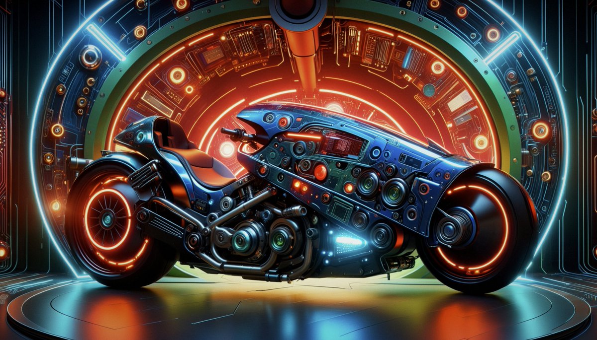 Restyle of the classic #akira bike in cybernetic style civitai.com/images/1052583… a través de <a href="/HelloCivitai/">Civitai</a>