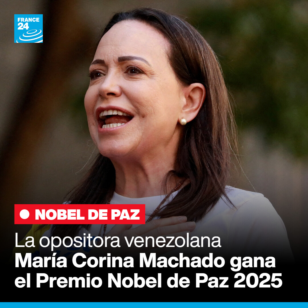 France24_es's tweet image. 🏆🕊️ Este viernes 10 de octubre, la líder de la oposición venezolana, #MaríaCorinaMachado, fue galardonada con el premio #NobeldelaPaz. El Comité Noruego destacó su &quot;incansable&quot; defensa de la democracia frente al &quot;brutal&quot; Gobierno de Nicolás Maduro ➡️ f24.my/BUUv