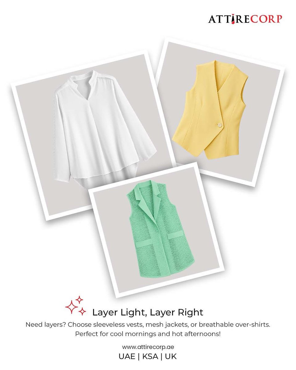 attire_corp's tweet photo. Morning chills, afternoon heat — same outfit, different vibe. 💁‍♀️
Master transitional dressing with our lightweight layers.
Find your perfect match at https://t.co/uQruORJhX8
#AttireCorp #SmartLayers #WardrobeGoals #EffortlessChic https://t.co/d4Tvn7sfQ3