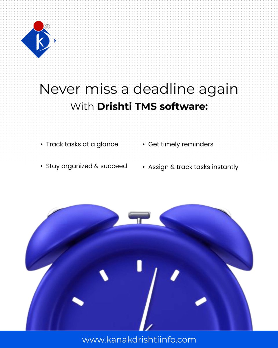kanakdrishti_'s tweet image. ⏰Never miss a deadline again!
With Drishti TMS Software, stay on top of every task with ease.

✅ Track tasks at a glance
✅ Get timely reminders
✅ Assign &amp;amp; monitor progress instantly

#DrishtiTMS #TaskManagement #ProductivityTools #TeamManagement #DeadlineManagement #WorkSmart