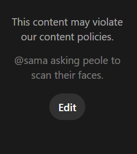 thebuttredettes's tweet photo. What? But why? Is something wrong about asking people to scan their faces? 😂 https://t.co/hkEDMSOES4