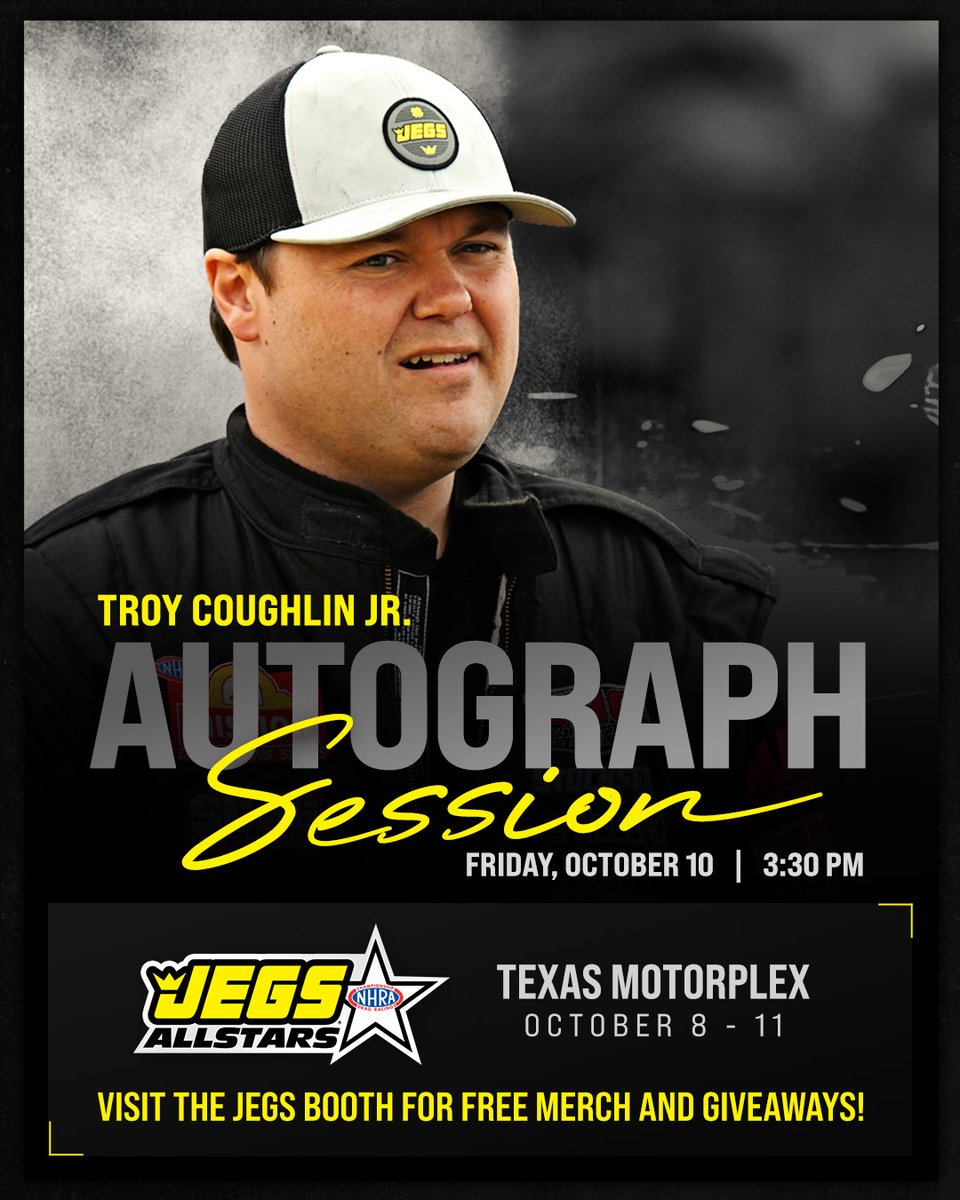 JEGSPerformance's tweet image. We’re kicking off Friday Night Live at Texas Motorplex for the @NHRA FallNationals. ⚡
Join us for JEGS Friday Night Live and grab free merch, enter giveaways, and meet some of the biggest names in the sport.
Starting at 3:30 PM, stop by for autograph sessions with Jeg…