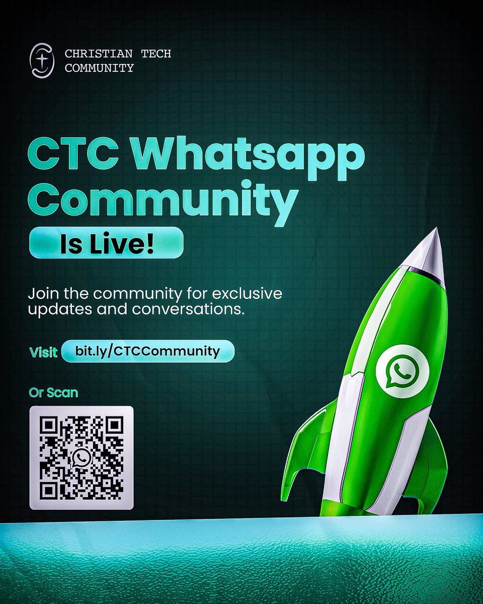 christiantechco's tweet image. CTC WhatsApp Community is live! Join the community for exclusive updates and conversations.
Visit bit.ly/CTCCommunity now to join.
#CTC2026 #ChristianTechConference #TechConference #FaithMeetsInnovation #ChristianTechCommunity #FaithinTech #ChristiansInTech