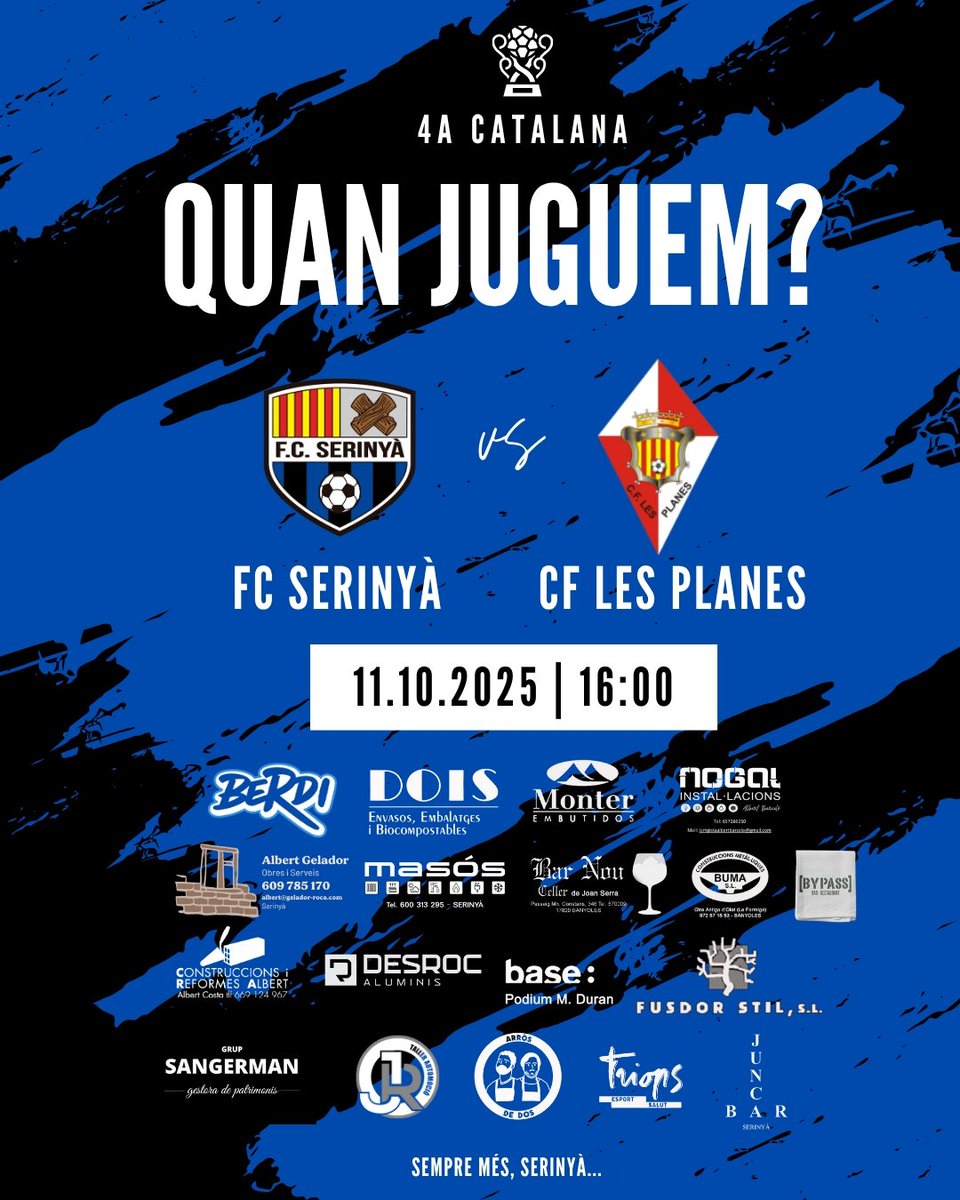 DEMÀ JUGUEM!! Una nova tarda de futbol al municipal, on volem gaudir de la teva companyia mentre intentem jugar a futbol. Vine, que quan més siguem més riurem ⚫🔵