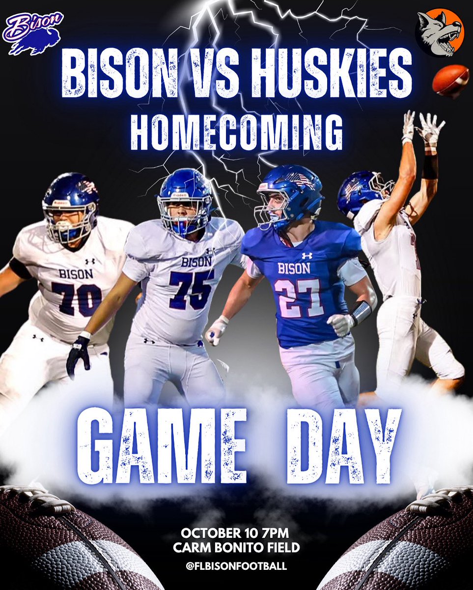 ITS GAMEDAY!! It’s Homecoming tonight as your Fort LeBoeuf Bison take on the Harbor Creek Huskies in a huge region matchup! We need everyone to be there and look forward to seeing you there! LETS GO BISON!! 🦬 💪