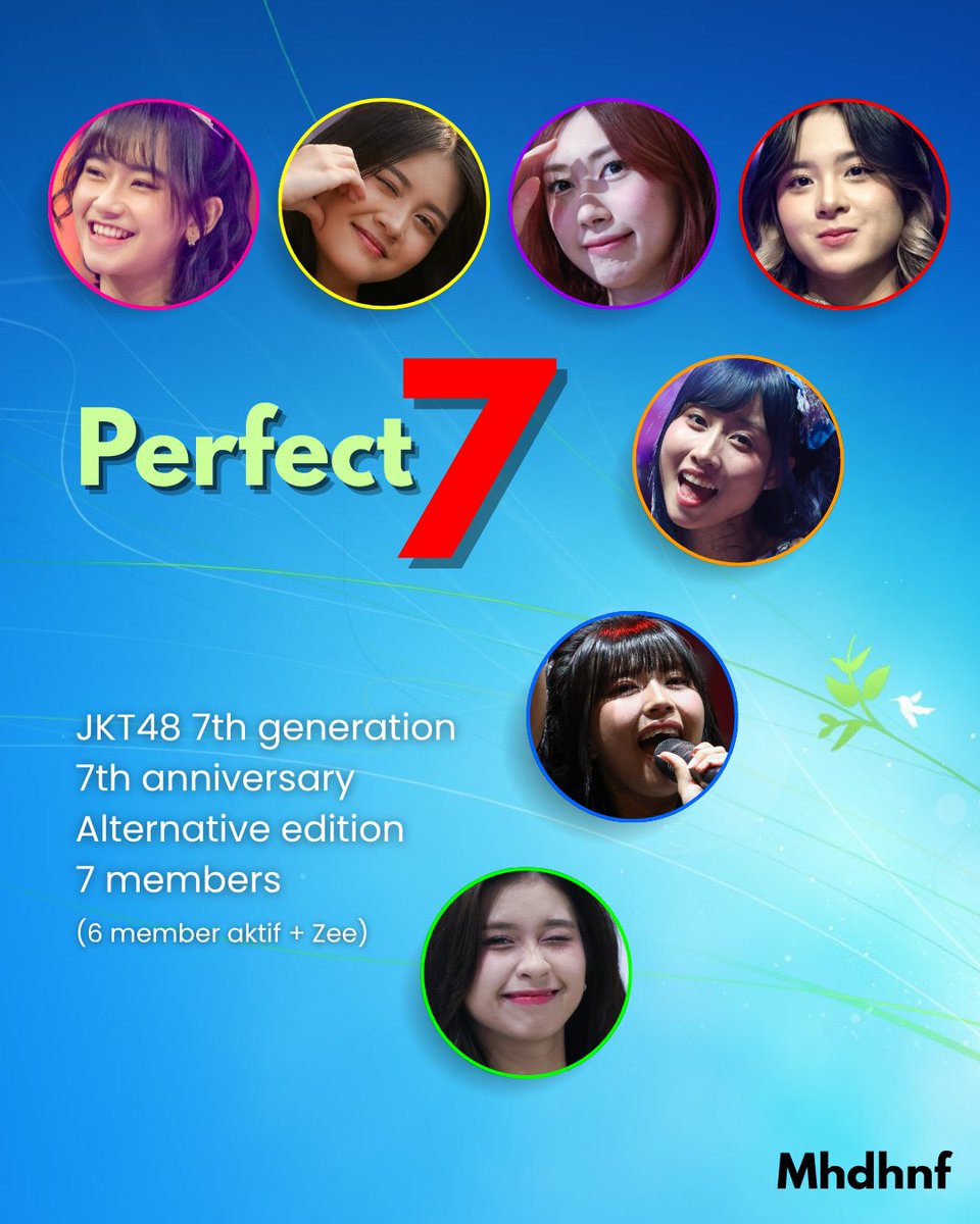 mahdiuchiha23's tweet image. Perfect7
Design spesial 7th anniversary buat gen 7 JKT48, tapi 7 member jadi perfect (6 member aktif dan Zee)
#7yearsluckyseven