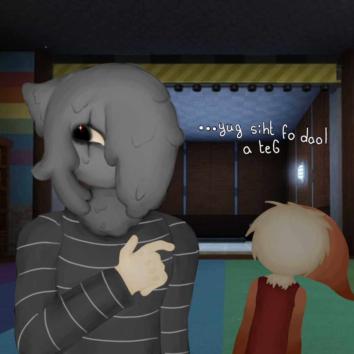 Dumbmmad's tweet image. Heheh...

#Blot #shrimpo #dandysworld #fanart