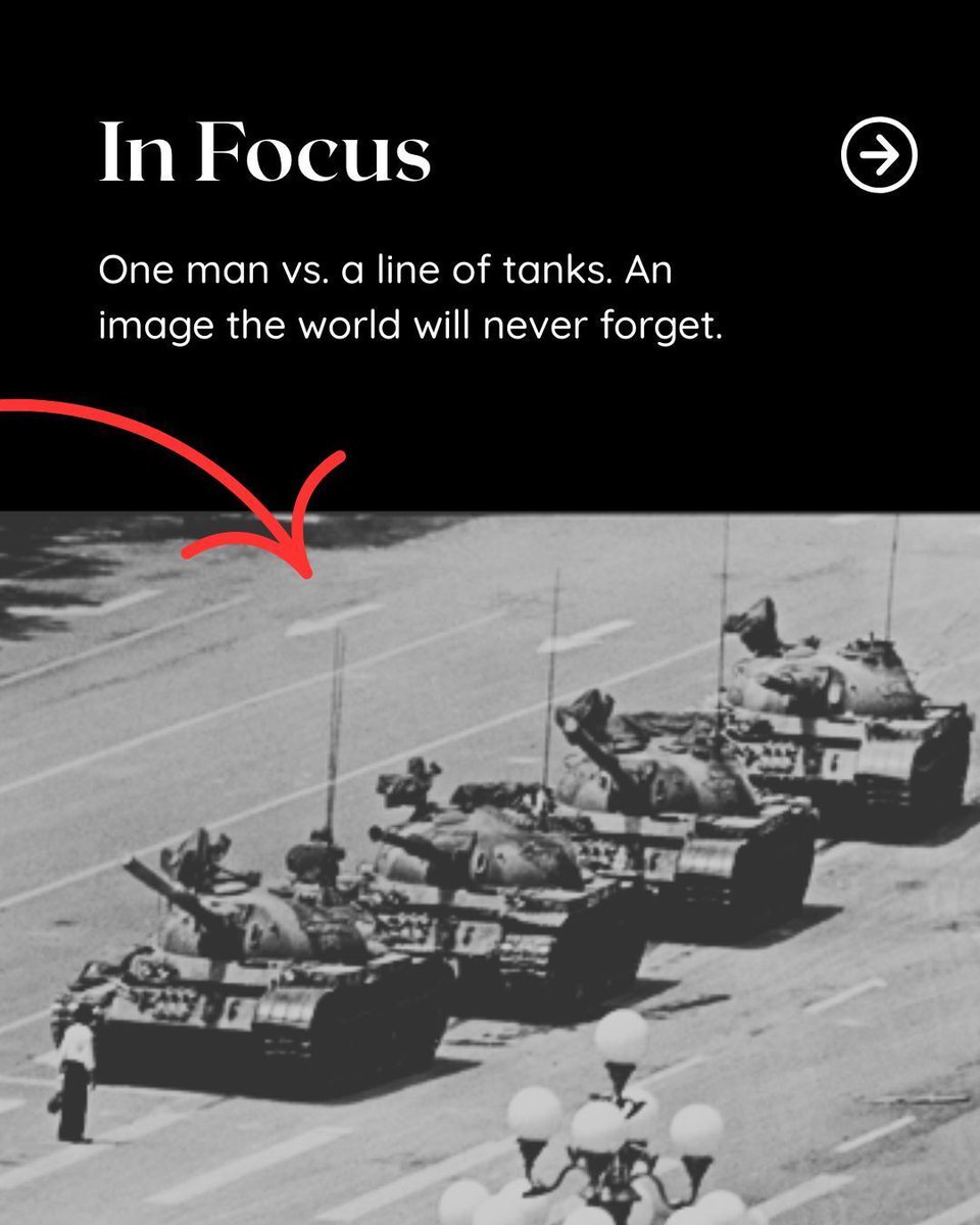 DSFAsiaOrg's tweet image. 📸 In Focus: The Tank Man Photo (1989) | One man, armed with nothing but courage, stood in front of a line of tanks in Beijing. The photo became a symbol of resistance, proving the power of journalism to capture truth and memory, even when voices are silenced. 

#InFocus…