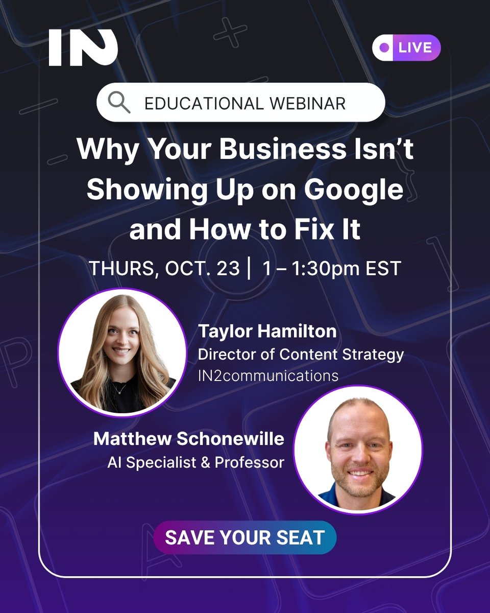 91.5% of searchers stay on the first page of Google results. If your business doesn't show up, your competitors are getting your leads. Join us on Oct 23rd at 1 pm, where we'll walk you through the biggest visibility mistakes that companies are making: us06web.zoom.us/webinar/regist…