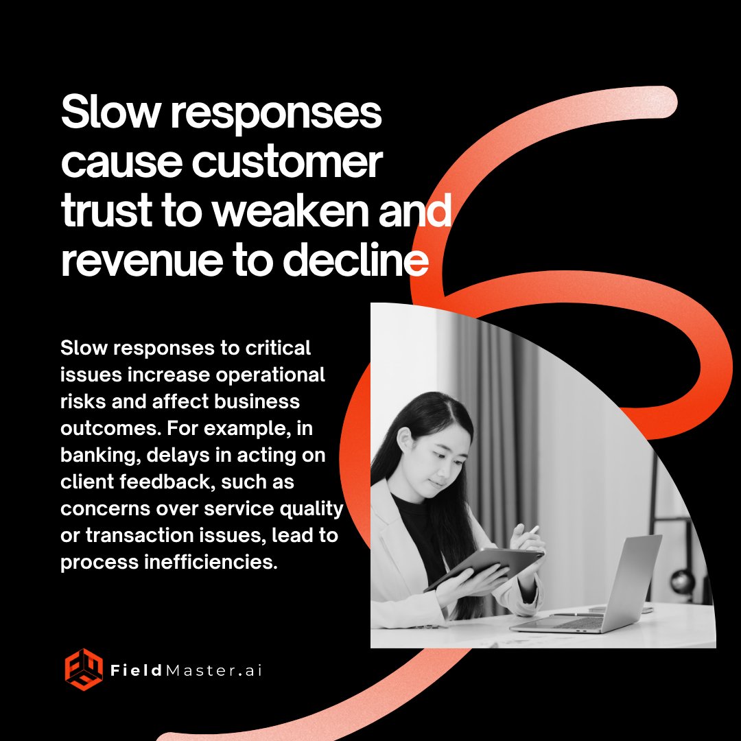 fieldmaster_ai's tweet image. Delays cost more than time. Slow feedback erodes trust &amp;amp; profits. In banking &amp;amp; telecom, this means lost clients &amp;amp; revenue. Resolve issues quickly &amp;amp; stay competitive.
👉 fieldmaster.ai/contact-us
#FeedbackMatters #Efficiency #Profitability #FieldMasterai
