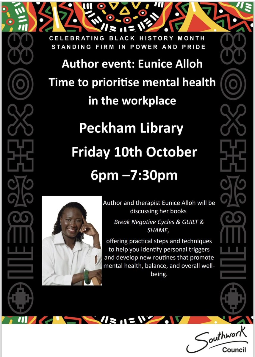 perceptivecoach's tweet image. I&apos;ve just finished setting up for this evening, I&apos;ll see you there.
6pm #peckhamlibrary tonight.
#worldmentalhealthday
#timetoprioritisementalhealth
#workplacementalhealth
#EuniceAlloh
Click the link below 👇 to register. eventbrite.co.uk/e/its-time-to-…