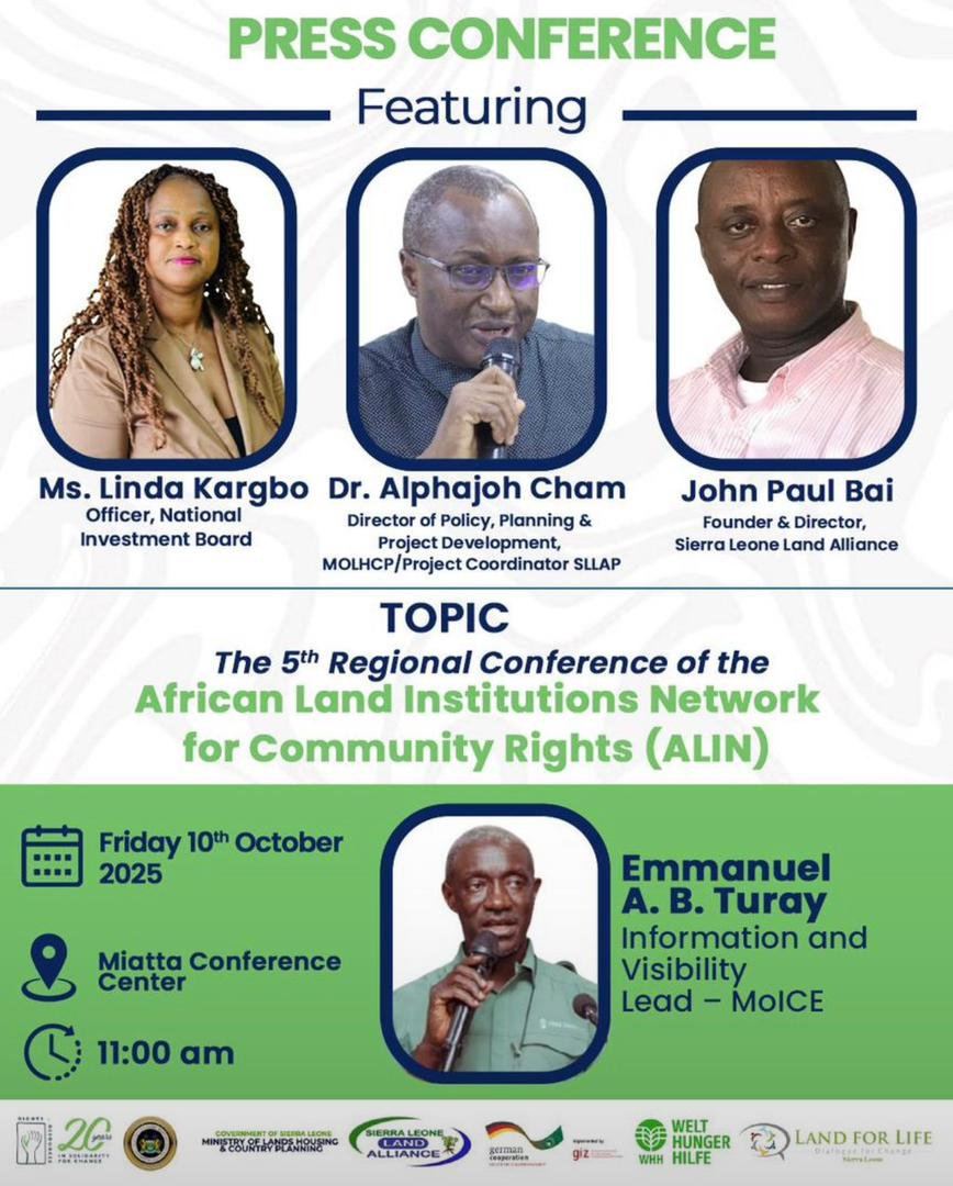MoiceComm's tweet image. Happening Now 

Press Conference on the upcoming 5th Regional Conference of the African Land Institutions Network for Community Rights

Venue: Miatta Conference Center

facebook.com/share/v/1FDG3Y…