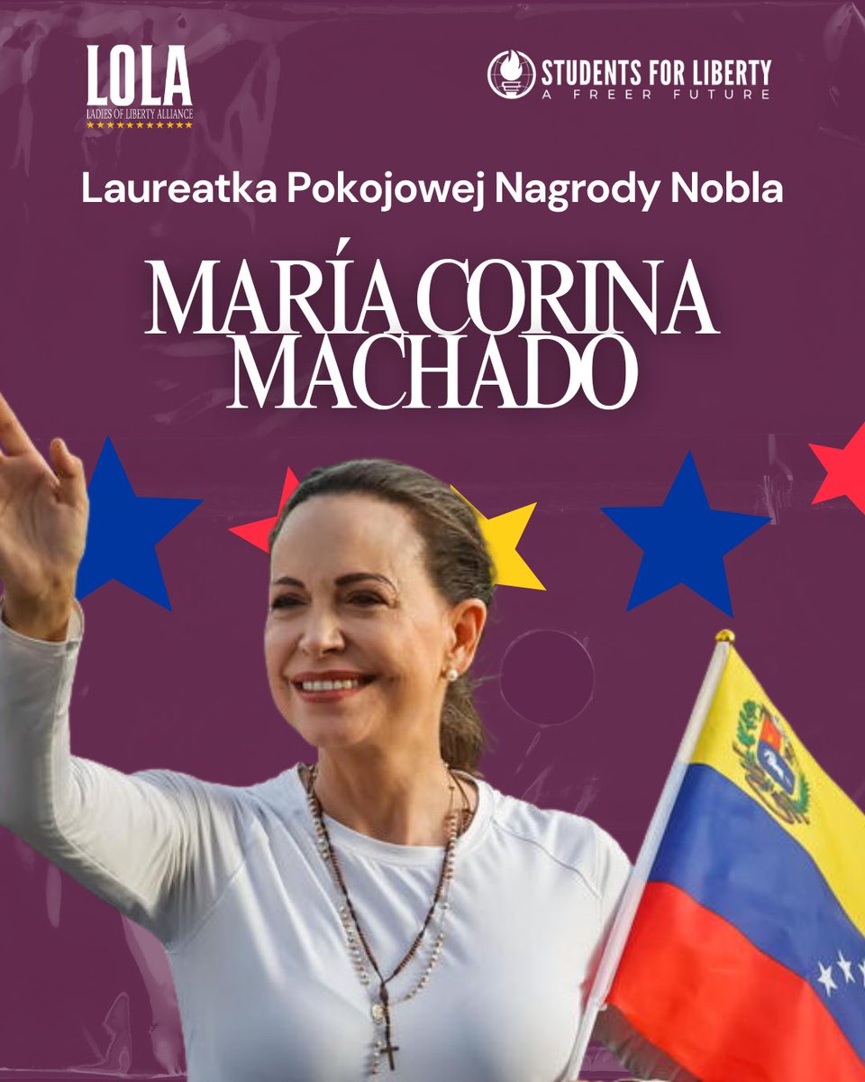 Maria Corina Machado - liderka opozycji w rządzonej przez socjalistyczny reżim Nicolasa Maduro - nagrodzona Pokojową Nagrodą Nobla!

Nobel dla Marii Coriny Machado to uznanie dla wszystkich, którzy ryzykują życie, by bronić wolności. 

LOLA aktywnie wspiera wenezuelską opozycję,