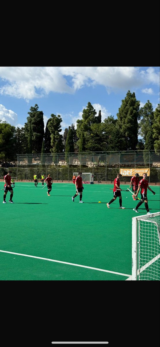 banbridgehc's tweet photo. The guys making use of the second pitch here at Polo here to sharpen the tools ahead of a crunch clash with @hcbloemendaal tomorrow #SuncreamApplied https://t.co/EisQSwUpRk