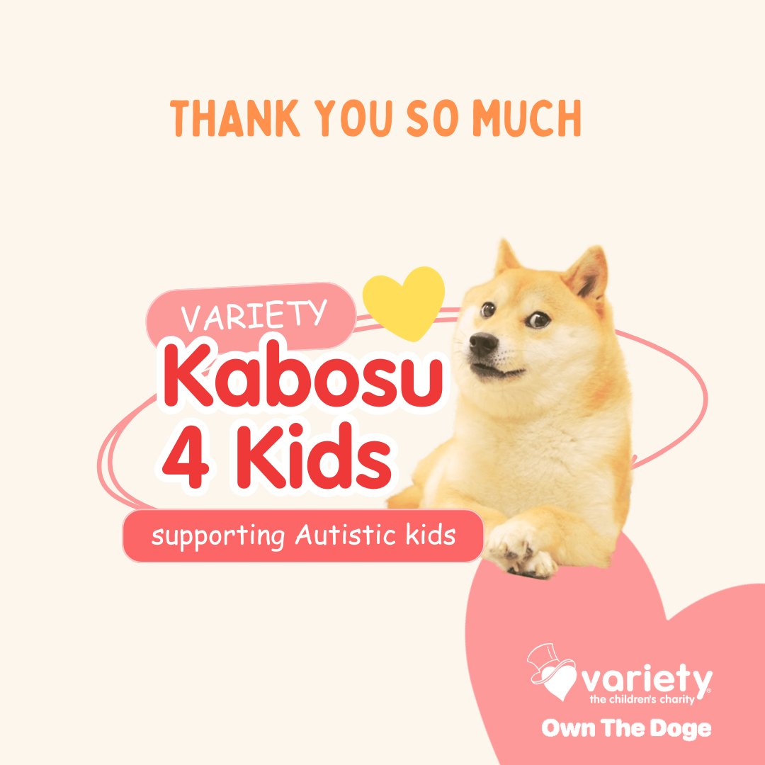 Thank you so much to the $San Chan community for your generous donation to <a href="/varietyvic/">Variety - the Children's Charity ❤️</a> Kabosu 4 Kids, providing service dogs, equipment and programs to autistic kids ❤️ so appreciate your support 🐕