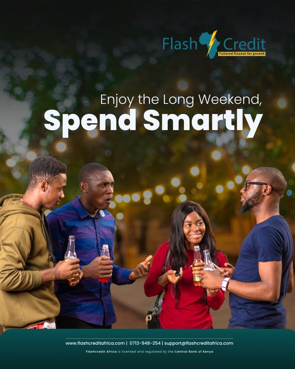 FlashcreditA's tweet image. A great weekend starts with financial confidence.
Apply now: flashcreditafrica.com
For more information call 0713-948-254
#FlashcreditAfrica #LongWeekendVibes #SmartBorrowing