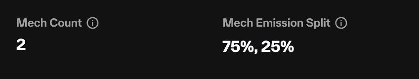 taostats's tweet photo. SN 114 was the first subnet to have multiple subnet mechanisms.

if you hit their metagraph page at taostats, you can see there are 2 mechanisms, and rewards are split 75:25

https://t.co/CYCi2ajucV https://t.co/Lhp6dHlHpV
