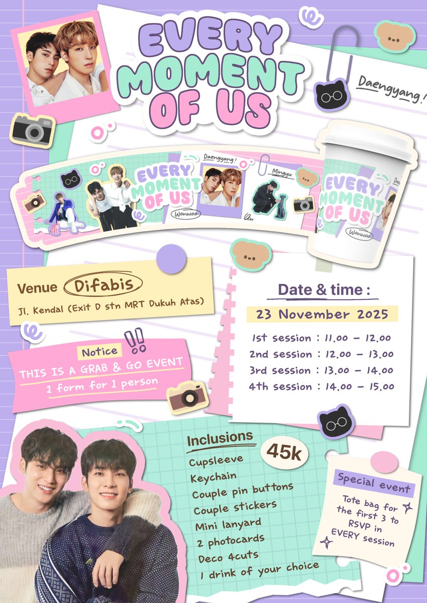 _PrincessMilk's tweet image. A MinWon Cupsleeve Event💚💜

⁽ ¨̮⁾𝘌𝘷𝘦𝘳𝘺 𝘔𝘰𝘮𝘦𝘯𝘵 𝘰𝘧 𝘜𝘴⁽¨̮ ⁾

📍Jakarta
🗓 23.11.2025
💕Form opens on 18 Oct - 19.00

Event + goods details🥰 

LED ads detail will be posted separately🫶🏻
