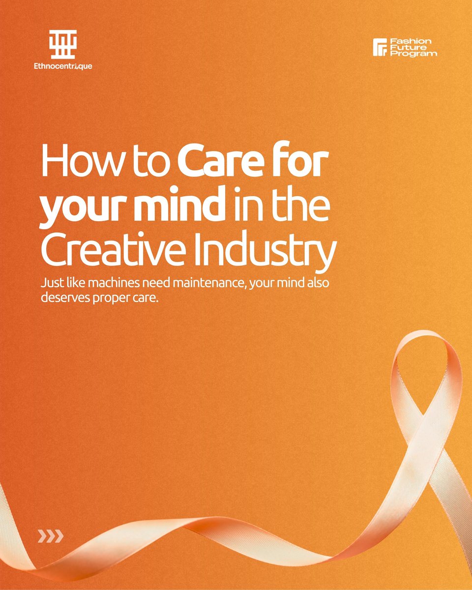 EthnicByChoice's tweet image. In the creative hustle, it’s easy to forget that machines aren’t the only ones that need maintenance. Our minds do too.
Healthy minds build thriving industries. 
#FashionFutureProgram #TheMovement #MadeForTheFuture #YouthInFashion