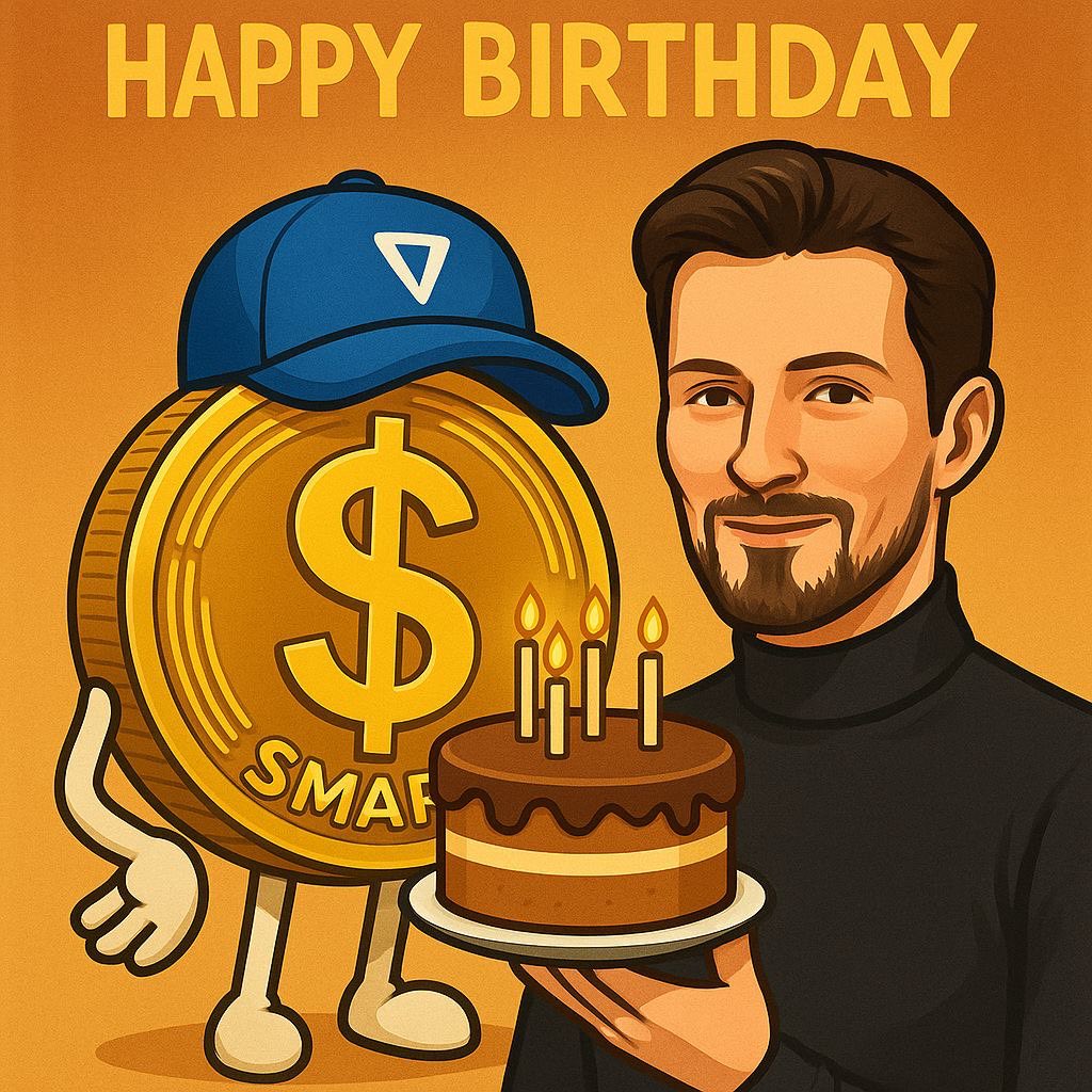 SmartCoinStrat1's tweet image. Today marks an incredible day in the history of @telegram &amp;amp; @ton_blockchain 🖤

The birthday of Pavel Durov, the visionary who turned privacy into power and sparked a crypto revolution.  

From Telegram&apos;s unbreakable shield to TON&apos;s unstoppable ecosystem, his impact is…