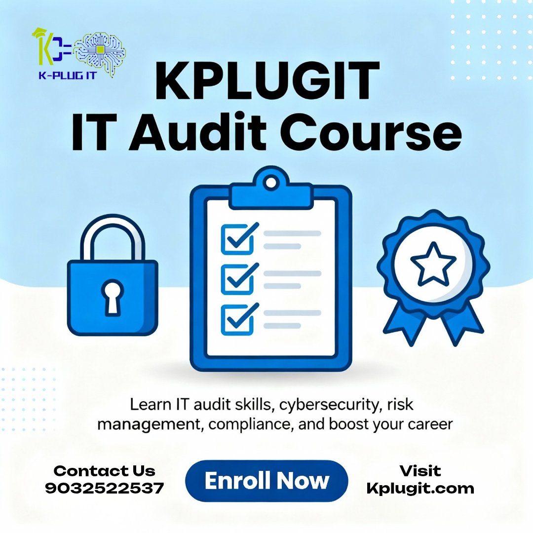 KPlugIT's tweet image. IT audits – we’ve got you covered. Start your journey with KPlugIT today!&quot;

📩 Got questions? DM us 9032522537
or drop a comment below!
kplugit.com/index.php

 #KPLUGIT  #ITGovernance #ITControls #OnlineLearning #levelupyourcareer  #LearnAndGro #ITGC #ITAudit #ITCompliance