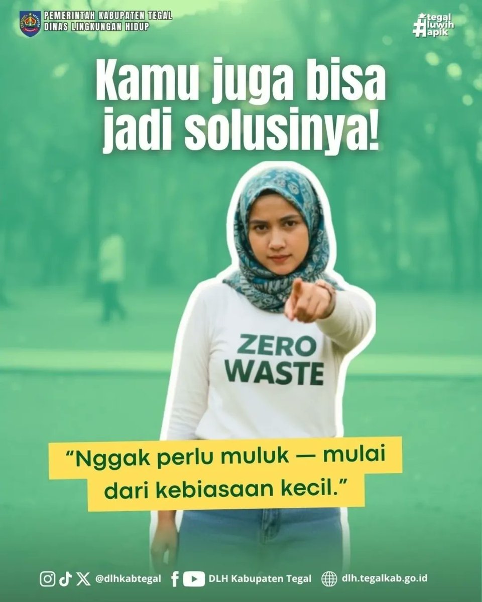 dlhkabtegal's tweet photo. #jakwirlingkungan
Kita nggak harus sempurna buat peduli lingkungan 🌿
Mulai aja dari hal kecil: bawa tumbler, pakai tas kain, pilah sampah ♻️
Bareng-bareng kita wujudkan #TegalLuwihApik 🤝

#ZeroWaste #DLHKabTegal #GoGreen #SadarLingkungan #TumblerChallenge #BijakPlastik https://t.co/g6uuKX9uEG